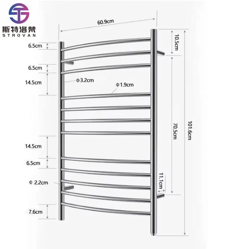 

304 Mirror Stainless Steel Electric Towel Rack Electric Heating Bath Towel Rack Shelf Bath Towel Holder