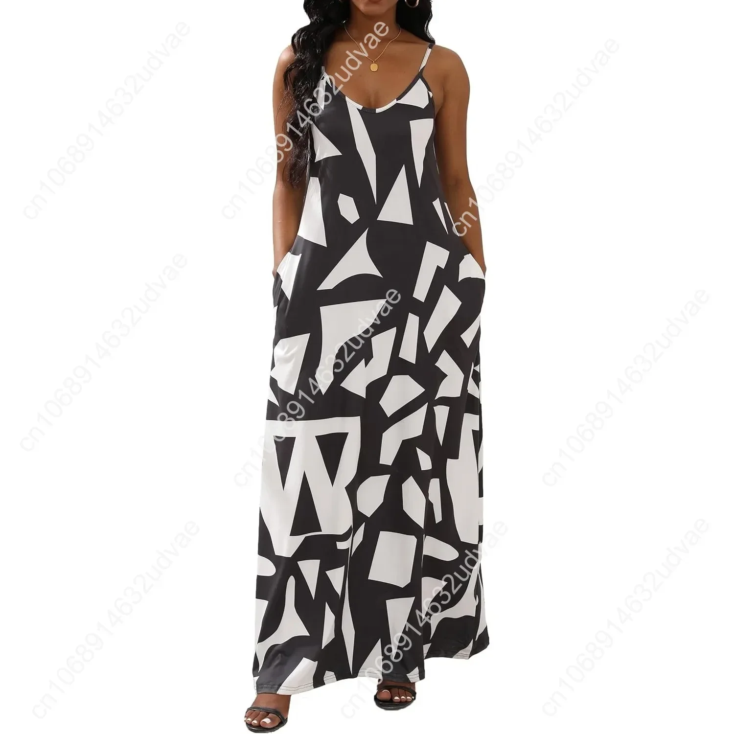 

Womens Casual Fashion Sleeveless Plus Size Loose Long Sexy Maxi Dress with Pockets