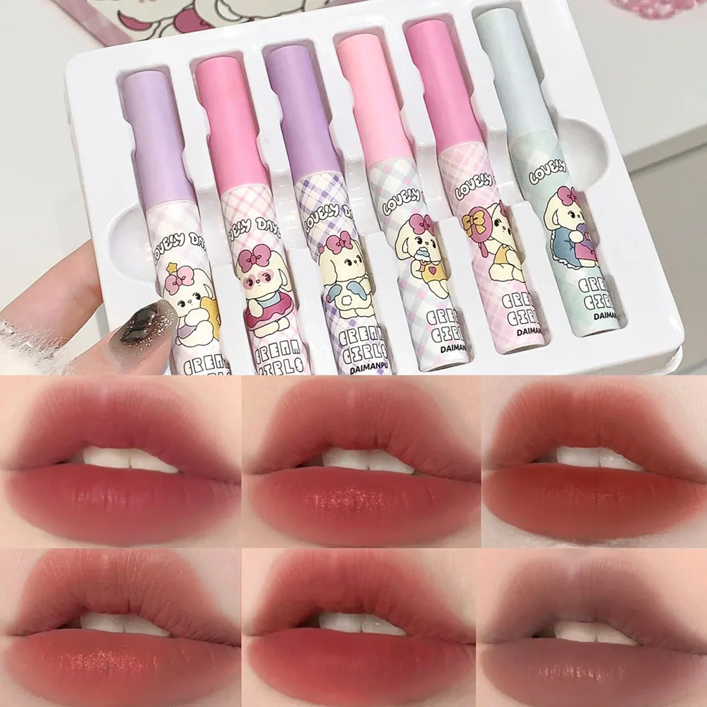 Cat Lip Gloss Set Velvet Matte Texture Long-lasting Easy-to-color Lip Gloss