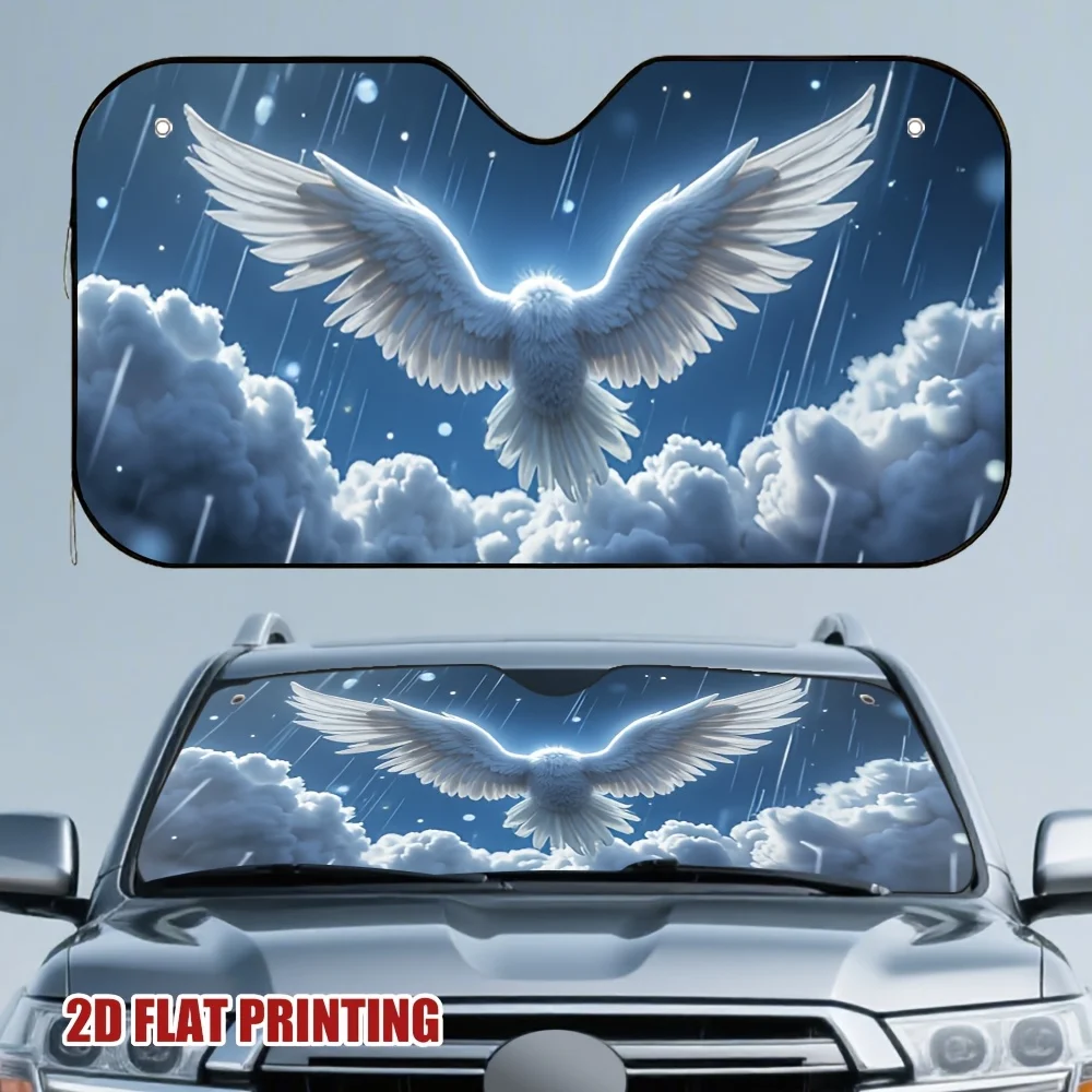 

2D Flat, 1 шт. Автомобильный солнцезащитный козырек Heavenly Wings — легкий и стильный ангельский дизайн с голубым небом и облаками, идеально подходит для студентов и