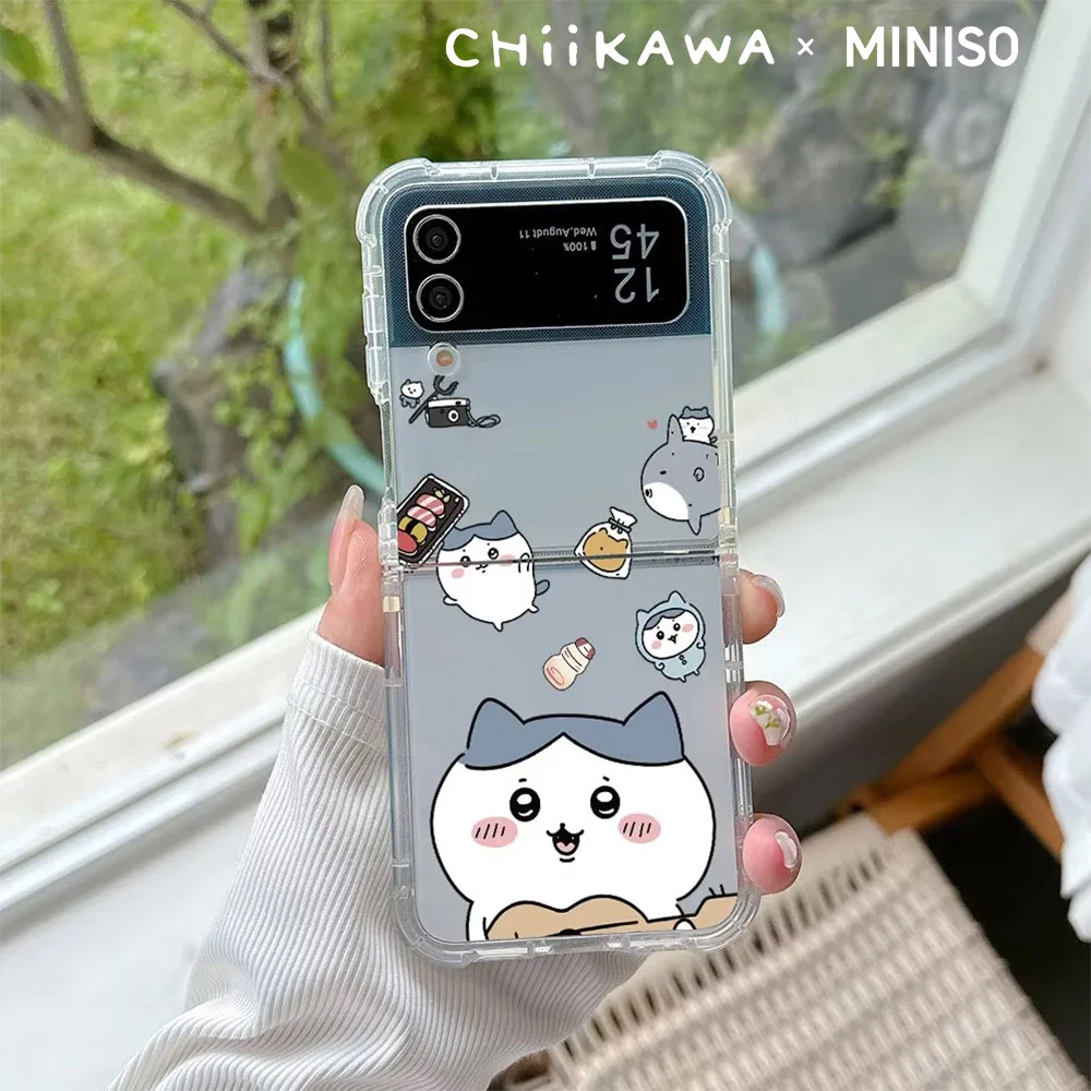 Miniso X Chiikawa Collaboration Foldable Phone Case for Samsung Galaxy Z Flip6 Flip5 Flip4 Flip3 Flip 6 5 4 3 Soft Cover Funda