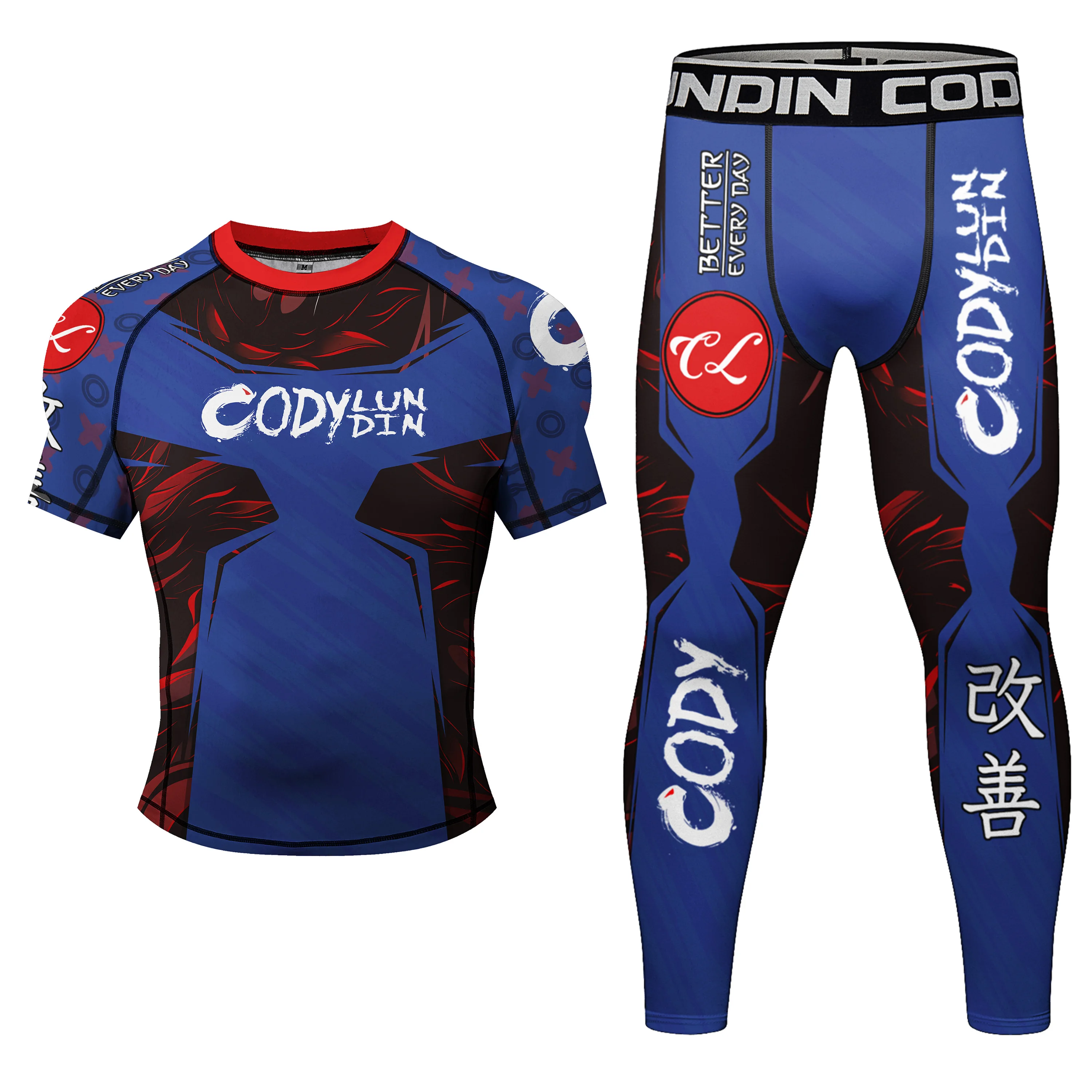 Good News Anti Rubber Slip Rashguard Printed Compression Shirt Long Sleeve Mma Custom Logo Polyester Sublimation Rash Guard Set