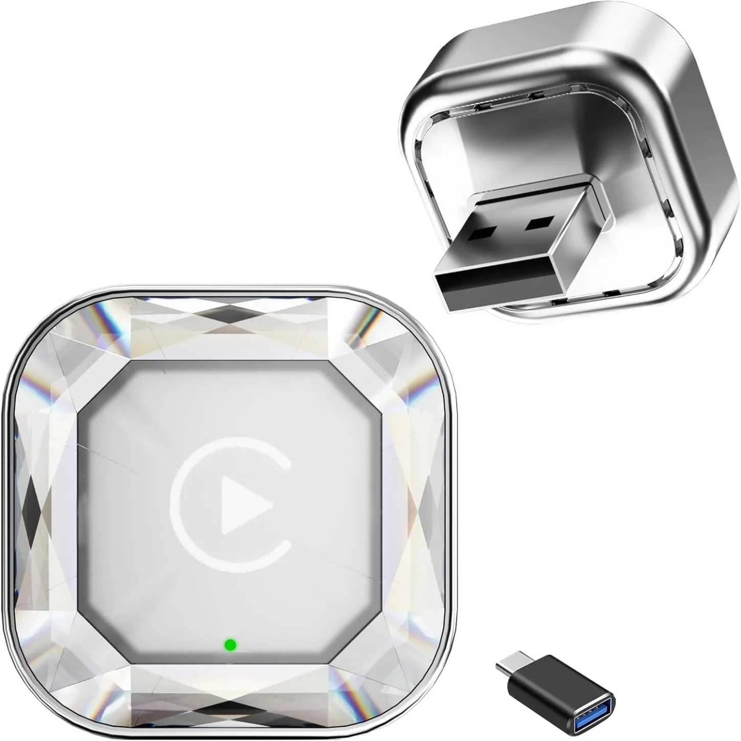 2-in-1 Wireless CarPlay & Android Auto Adapter, Plug & Play CarPlay Dongle, Fast Auto-Connect, No Delay, for iPhone & Android