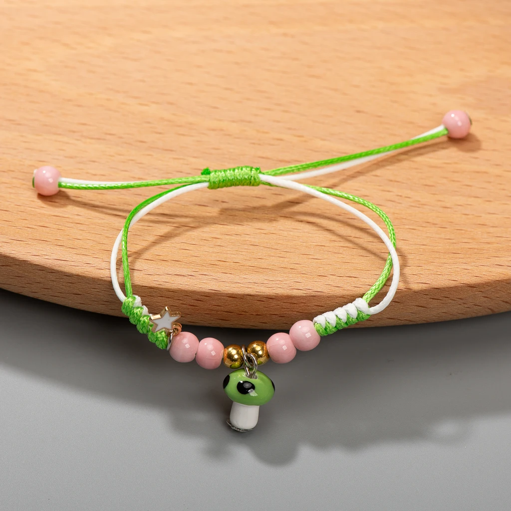 Multicolor Ceramic Pendant Bracelet for Children, Hand-Wowen Charms, Cute Gifts, Wholesale, # XN379