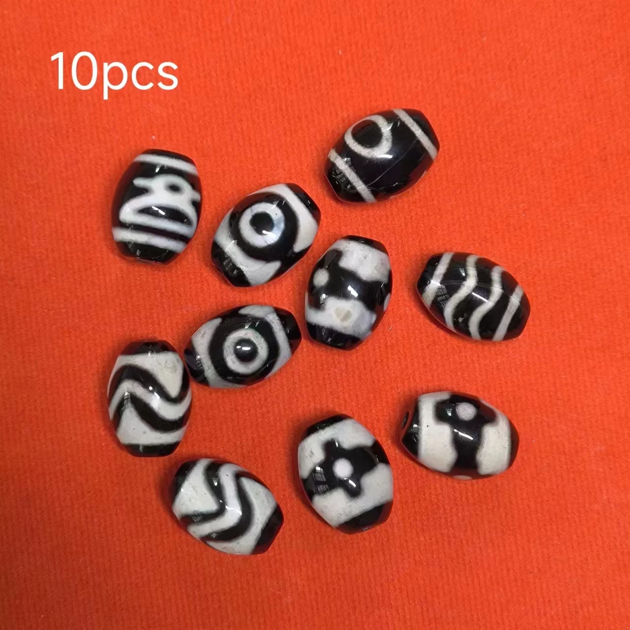 

10pcs/lot Natural Dallow Olive Dzi special date shape black and white Various mysterious patterns jewelry amulet folk-custom diy