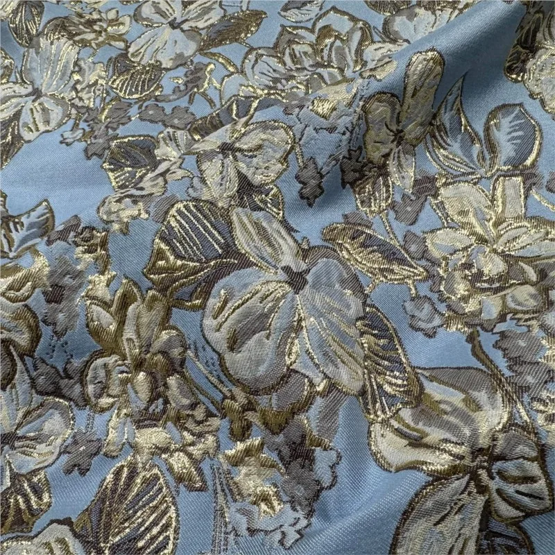 

Light luxury three-dimensional relief gold silk jacquard windbreaker fabric skirt suit brocade and satin fashion