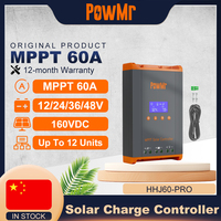 PowMr 60A MPPT Solar Charge Controller 3 Stages Charging for 12V 24V 36V 48V Battery 160VDC Solar Panel Can Parallel 12 Units