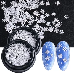 3D Christmas Snowflakes Metal Nail Glitter Sequins Mixed-Design Hollow-Out White Snow Flakes SnowFlakes Nail Charms Accessories