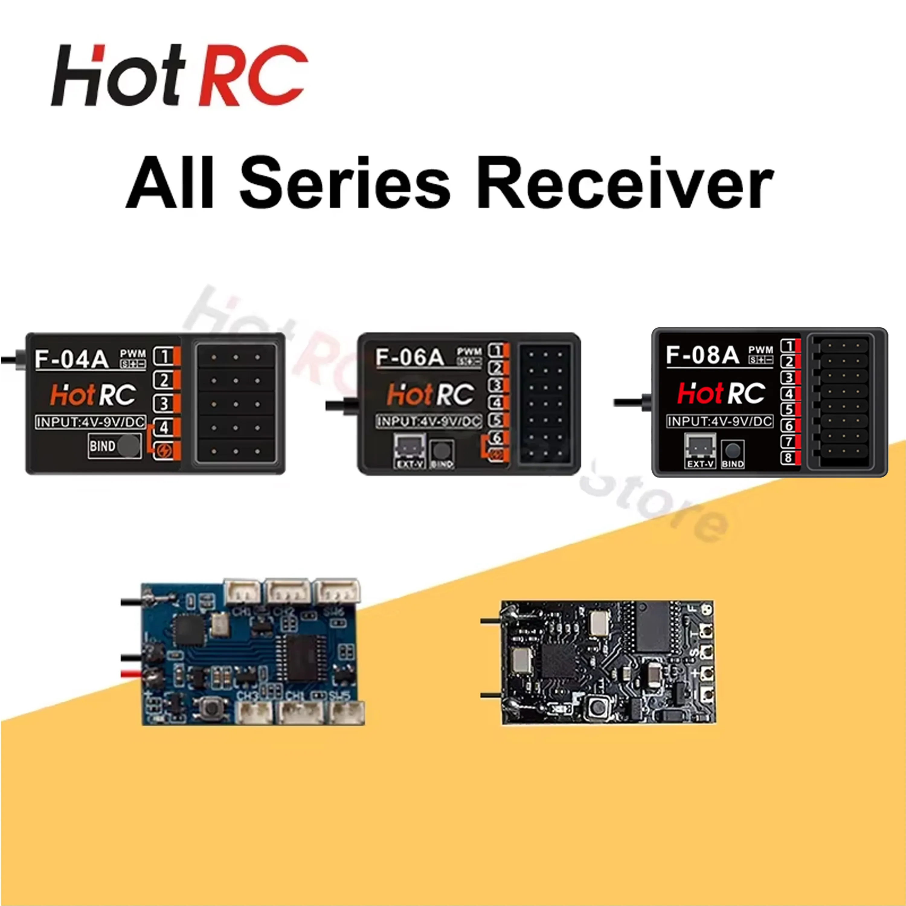 HOTRC รุ่น RC อะไหล่ 8 ช่องผสมฟังก์ชั่นควบคุมตัวรับสัญญาณ 4-9V DC F-08A สําหรับ HT8A วิทยุควบคุม RC เครื่องบิน Drone เครื่องบิน