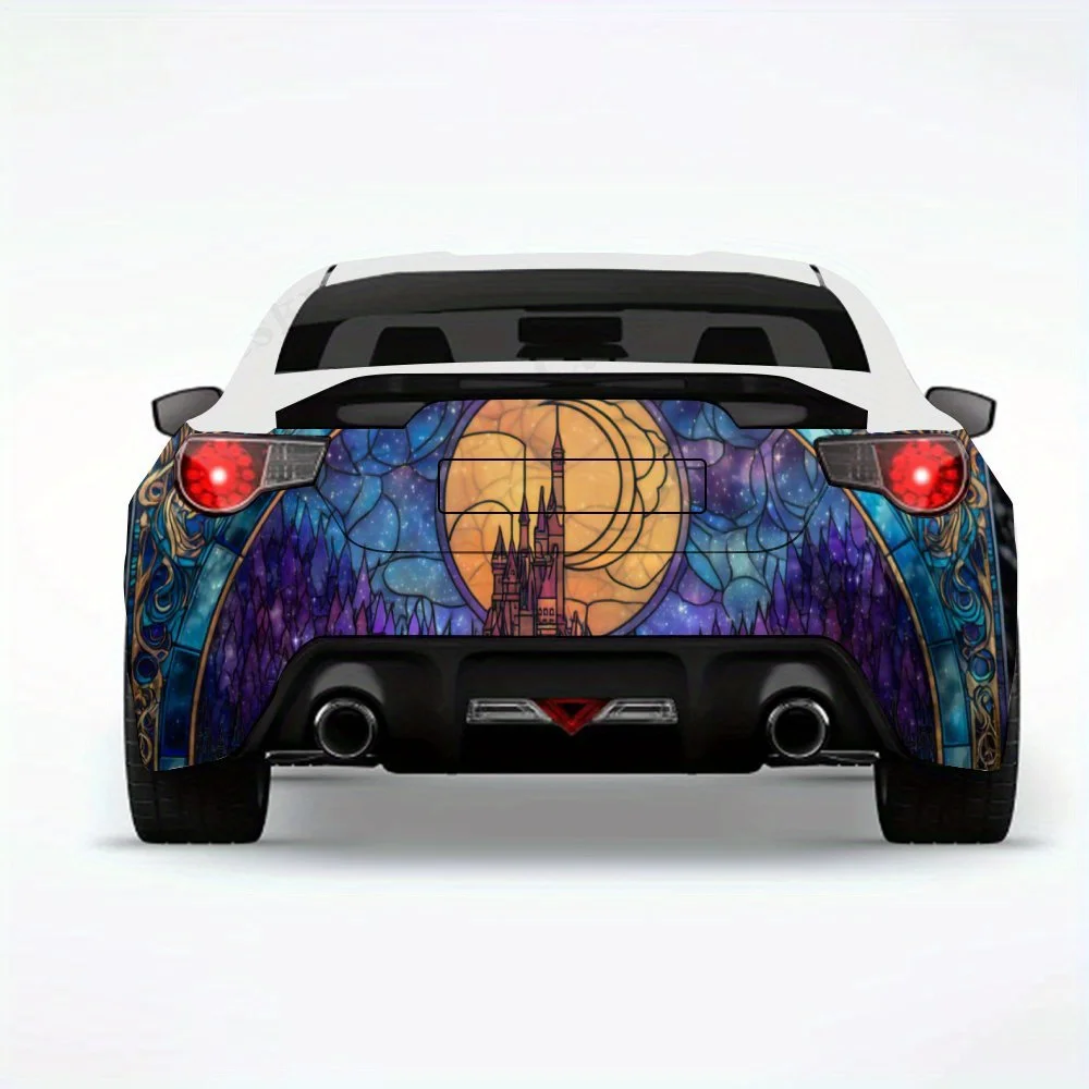 

Stained Glass Scene- Vinyl Decal for Car Rear, Waterproof Self-Adhesive Vinyl Stickers for Vehicle Tail andBumper, Decoration P