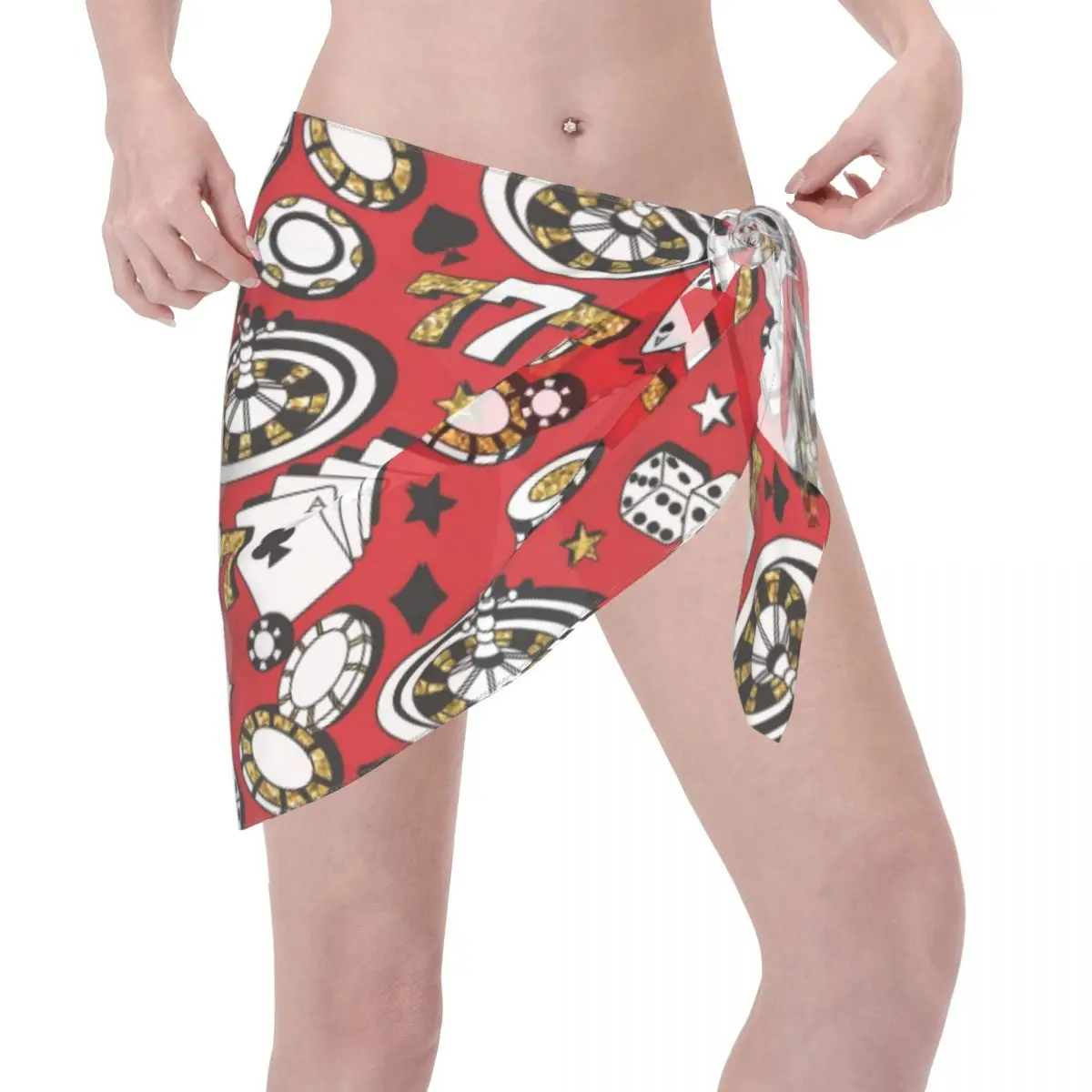 Cartes de Poker personnalisées pour femmes, Sarongs courtes, enveloppe de plage, impression 3D, jeu amusant pour maillots de bain, robes portefeuille pour Bikini, Cover-up pour maillot de bain