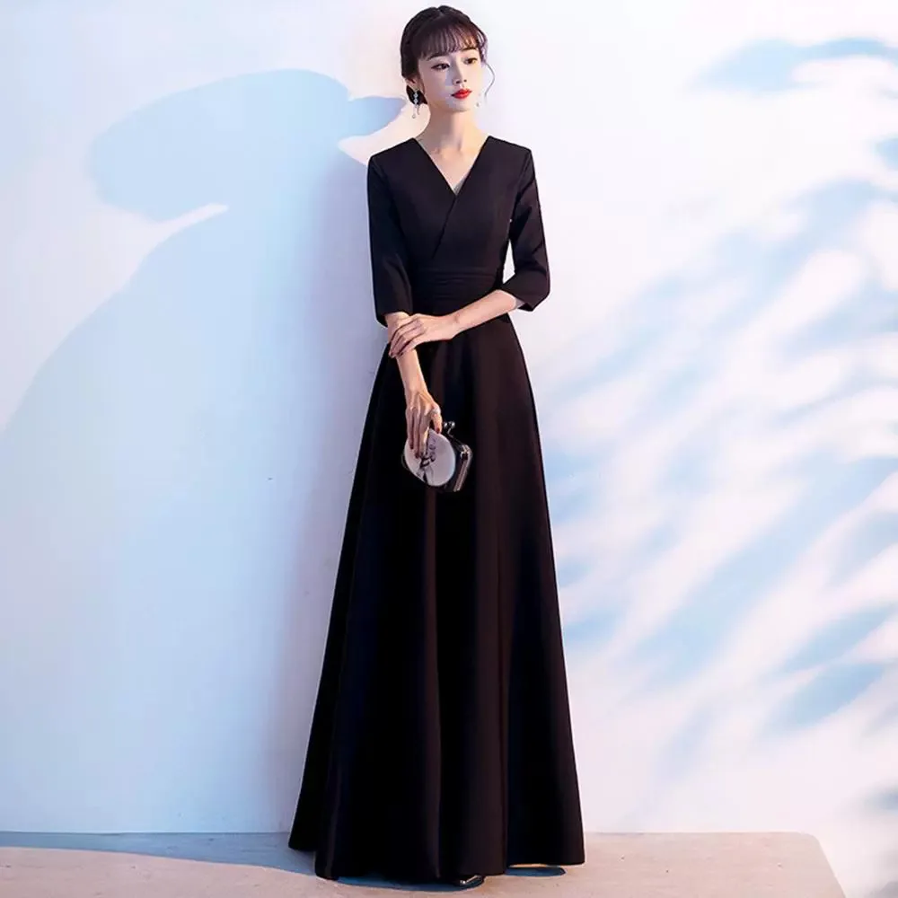 

Ele Bla Long Evening Gown Women's Faion Performance Chorus Conductor Sexy Dr for Wedding Cany Annual Ceremony A...
