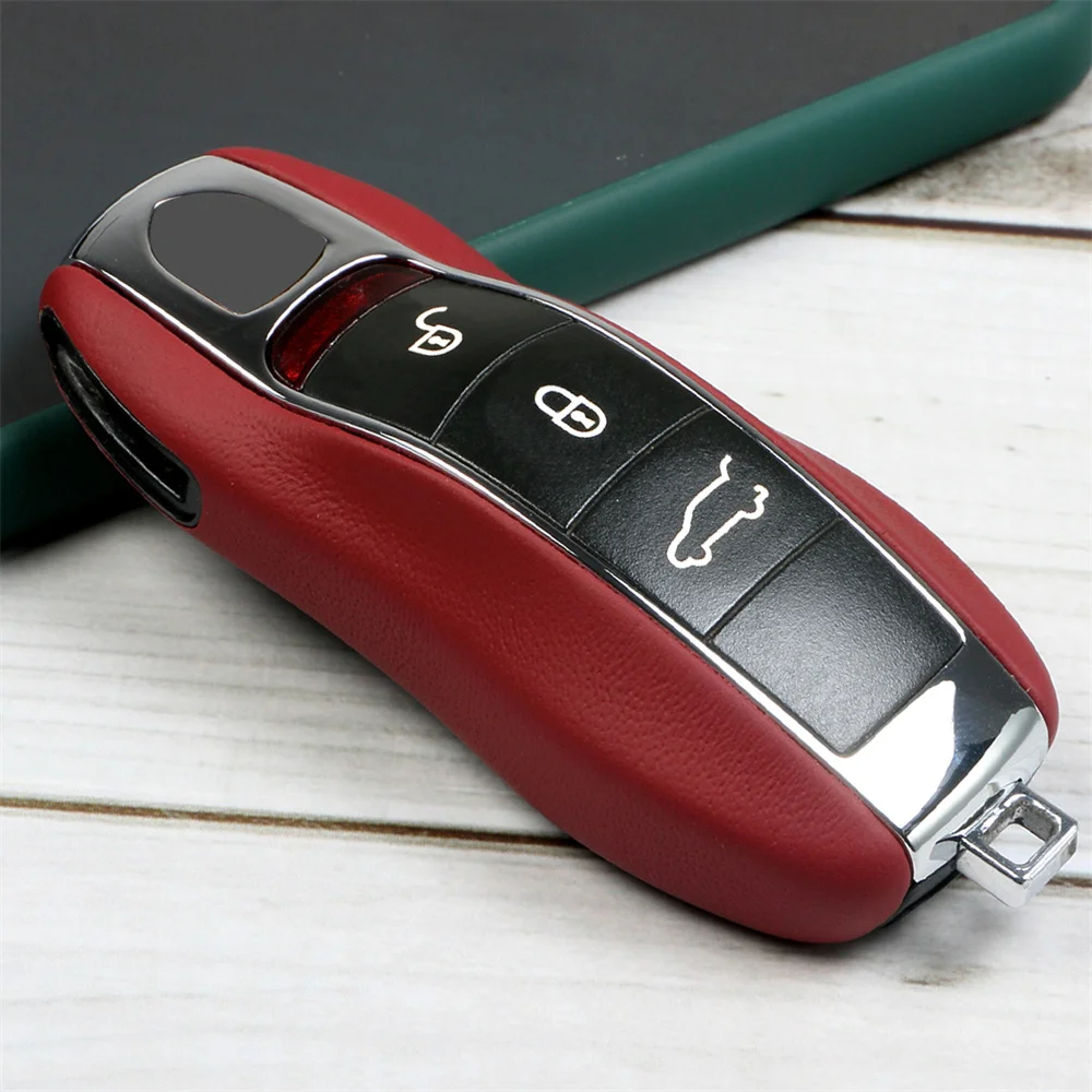 Leather Car Key For Porsche For Panamera Cayenne Cayman Macan Boxster 911 9ya 971 Shell Protection Remote Car Key Case Cover