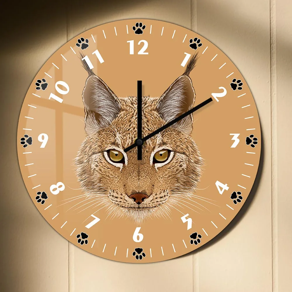 Lynx Snow Big Cat Modern Design Catamount Wall Clock With Silent Movement For Bedroom Animal Nature Home Decor Tiger Cat Clock