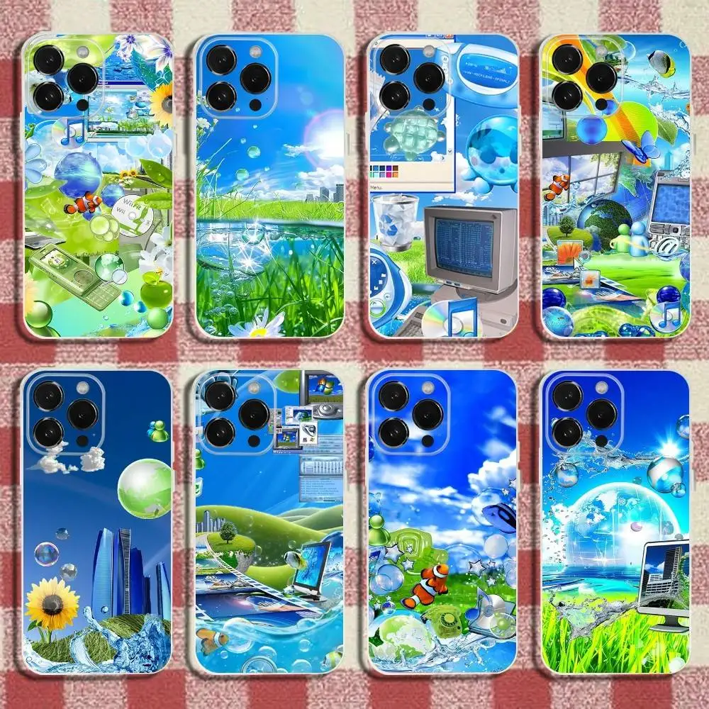 

Frutiger Aero Phone Case For iPhone 17,16,15,14,13,12,11 Pro,Max,Plus,X,XS,XR,SE,Mini Transparent Silicone Soft