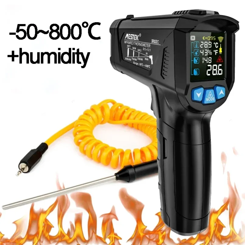 

Digital Infrared Thermometer Color Display Electronic Temperature Meter Adjustable Emissivity Thermal Imager Thermometer