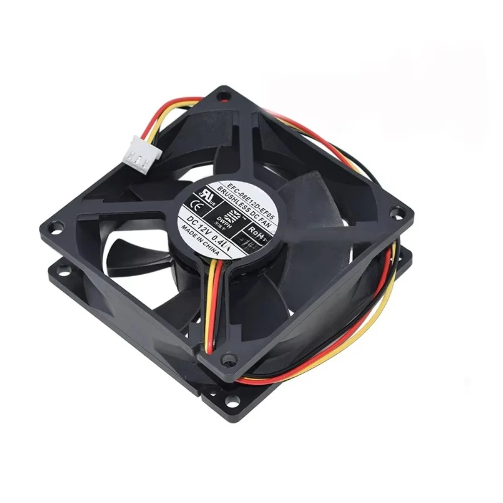 3Pin Cooling Fan Brushless Motor Square Frame Brushless Fan Wire Leads Black Axial Fan for EFC-08E12D-EF05/EF04