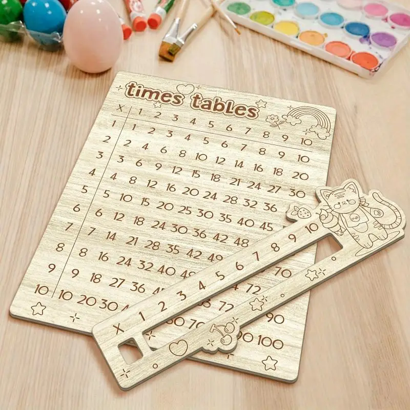 Multiplication Practice Wooden Math Board Set BPA-Free Interactive Toy for Elementary Kids School Home Education