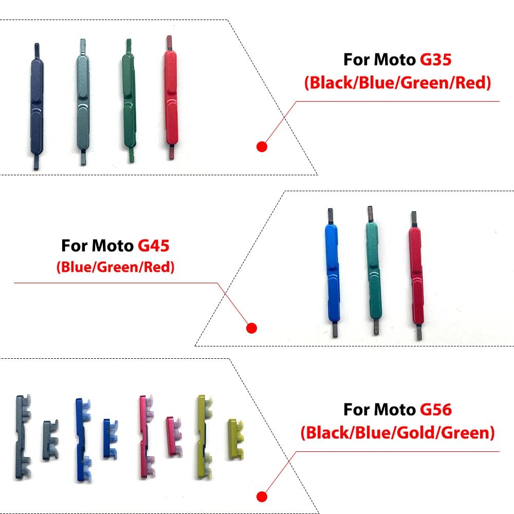 Side Volume Button + Power ON / OFF Buttton Key Set Replacement Part For Motorola Moto G24 G35 G45 G85