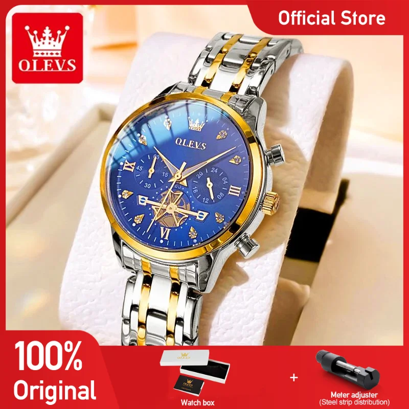 OLEVS 2897 Ladies Watch Original Fashion Multifunction Quartz Wristwatch Waterproof Luminous   Women Watches Bracelet Set Gifts