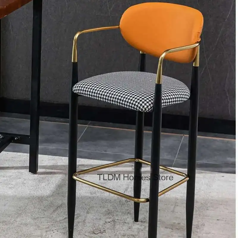Silla de Bar ligera de lujo, taburete de Bar de pie alto a la moda, moderno y sencillo, muebles de Bar nórdico, sillón con respaldo de cocina