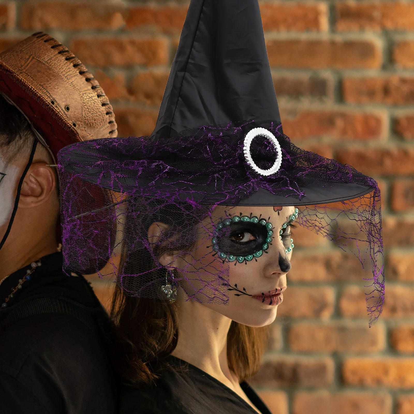 

3Pcs Witch Hat Halloween Party Hat Mesh Design Costume Prop Witches Hats for Women Teens Cosplay Witch Hat,vintage Decor