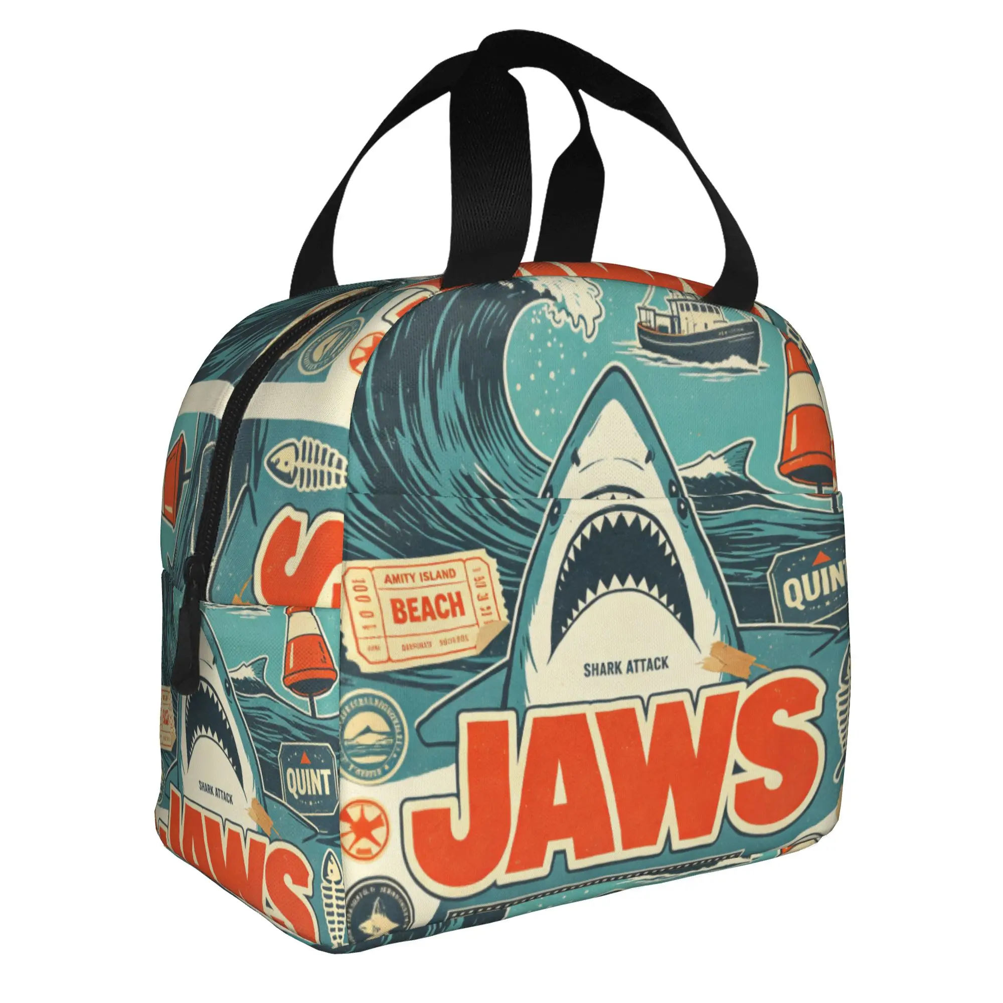 J-Jaw-Shark Portable Lunch Box for Women Leakproof Thriller Film Cooler Thermal Food Insulated Lunch Bag School