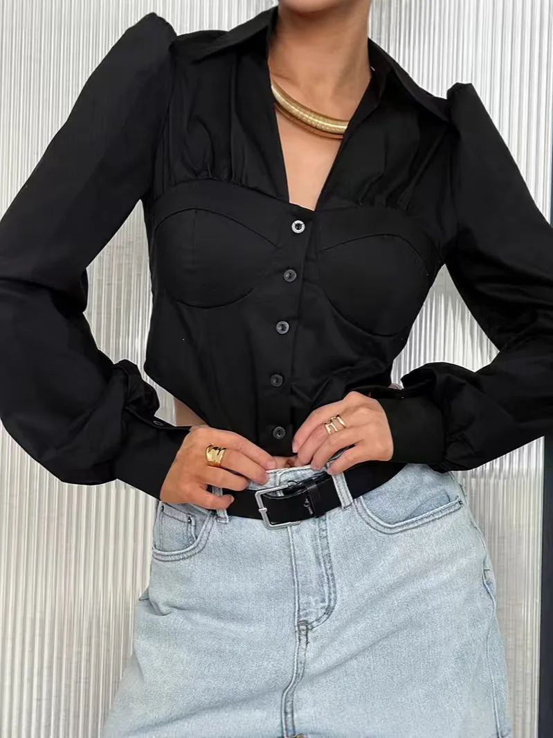 Faionable Casual Long Sve irt Slim Fit ort Lunghezza Colletto da donna Bottoni in poliestere Protezione UV Estate irt