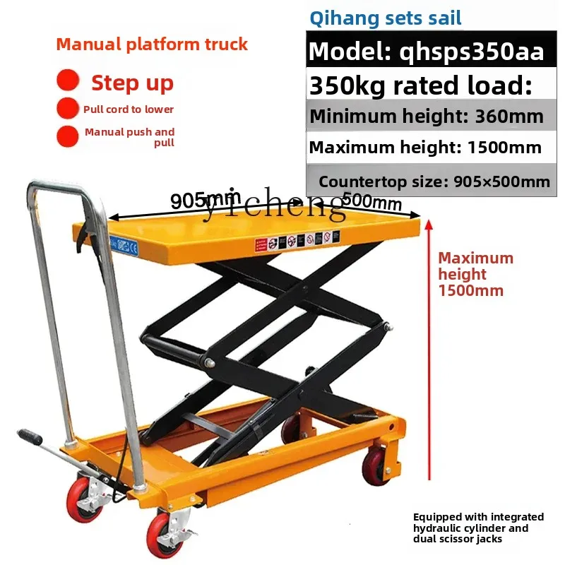 Truk platform dorong tangan hidrolik A1 untuk mengangkat barang