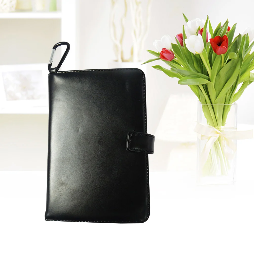 Golf Score Book Holder Real Case with Carabiner Includes Tools Set for Convenient Play and Gift Use Black