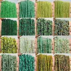 2 3 4 mm Small Tiny Green Natural Stone Beads Loose Gem Crystal Emerald Turquoises Zircon Jades Spacer Faceted Bead Accessories