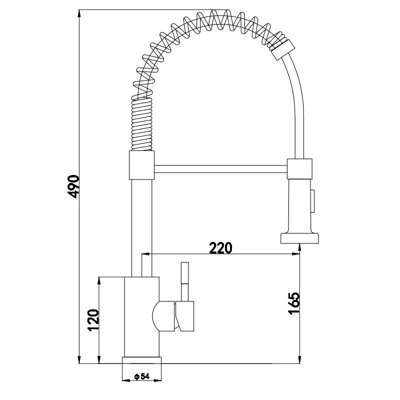 صنبور المطبخ الصناعي مع بخاخ منسدل، مقبض واحد، متوافق مع أحواض 1 أو 3 فتحات، مثالي للمزرعة، RV،