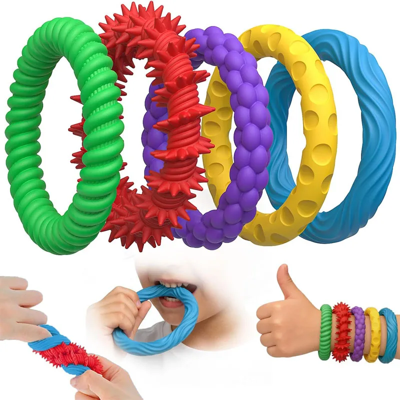 Exquisite Gifts Textured Silicone Bracelet Calming Autism Sensory Toys ADHD Focus Quiet Party Favors Carnival Prizes