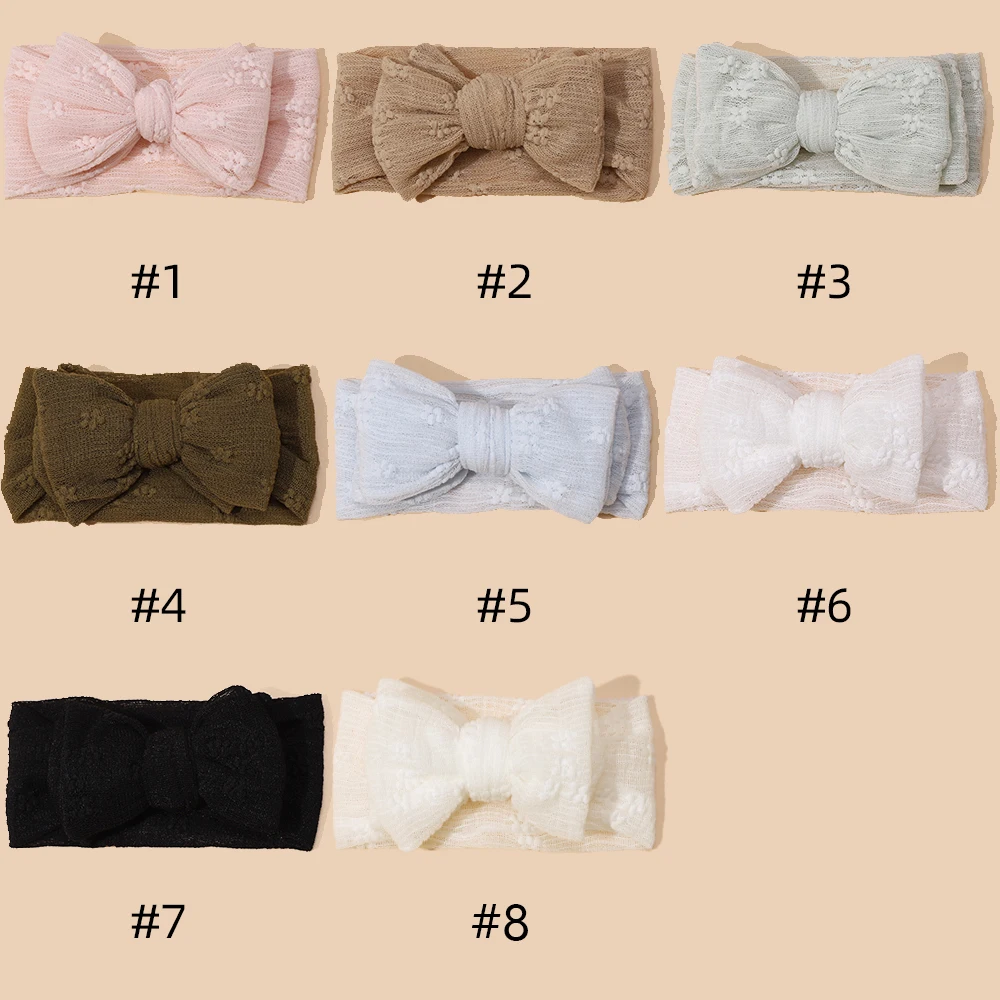 Headband Baby Girls Bows Lace Turban Elastic Hair Bands for Children Solid Color Headwraps Newborn Hair Accessories Photo Props