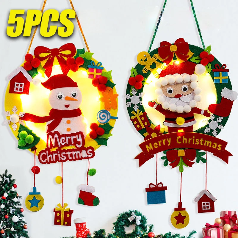 Christmas Tree Diy Party Toy for Kids Xmas New Year Gifts Wreath Making Children Christmas Gift for Kids Craft Toy Christmas