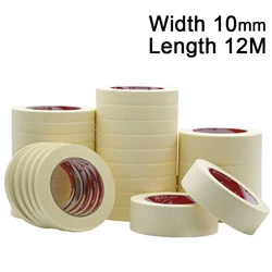 12M Masking Tape White 10mm Single Side Tape Adhesive No Trace Crepe Paper for Oil Painting Sketch Drawing Supplies Car Painting