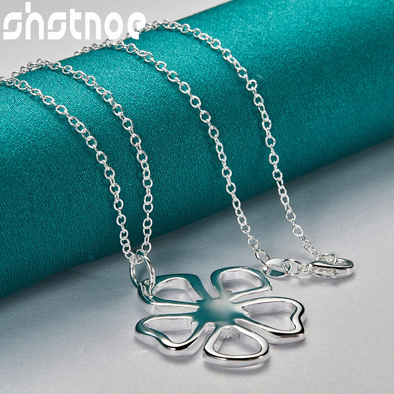 3pcs 925 Sterling Silver Flower Jewelry Sets Snowflake Chain Pendant Necklace Bangle Earrings Set For Woman Wedding Engagement