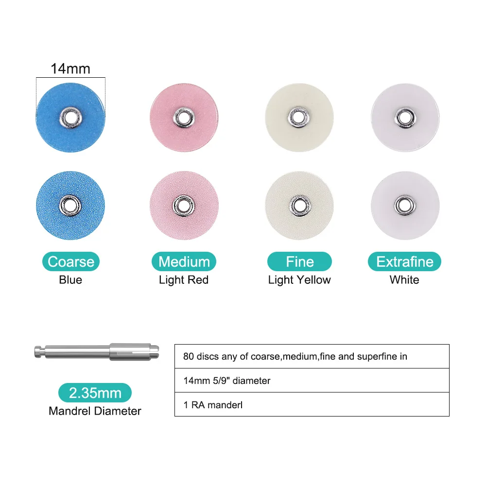 

80Pcs Dental Finishing and Polishing Discs for Composites Ceramics Metals with CA2.35mm Mandrel 135℃ Autoclavable Dentistry Too
