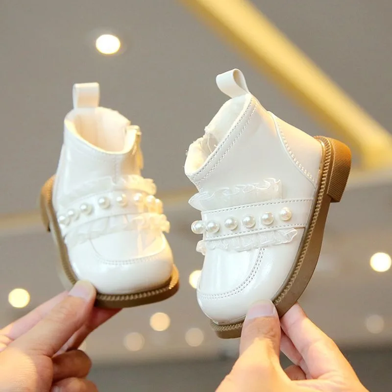 أحذية مشي شتوية مميزة للفتيات الصغيرات مبطنة بالصوف ونعل ناعم أحذية قصيرة على طراز الأميرة للرضع #2