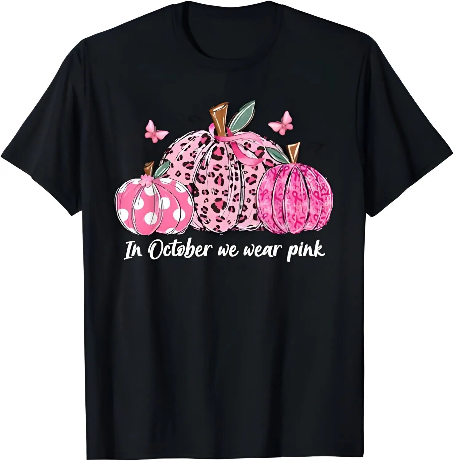 

In October We Wear Pink Pumpkins Breast Cancer Awareness T-Shirt