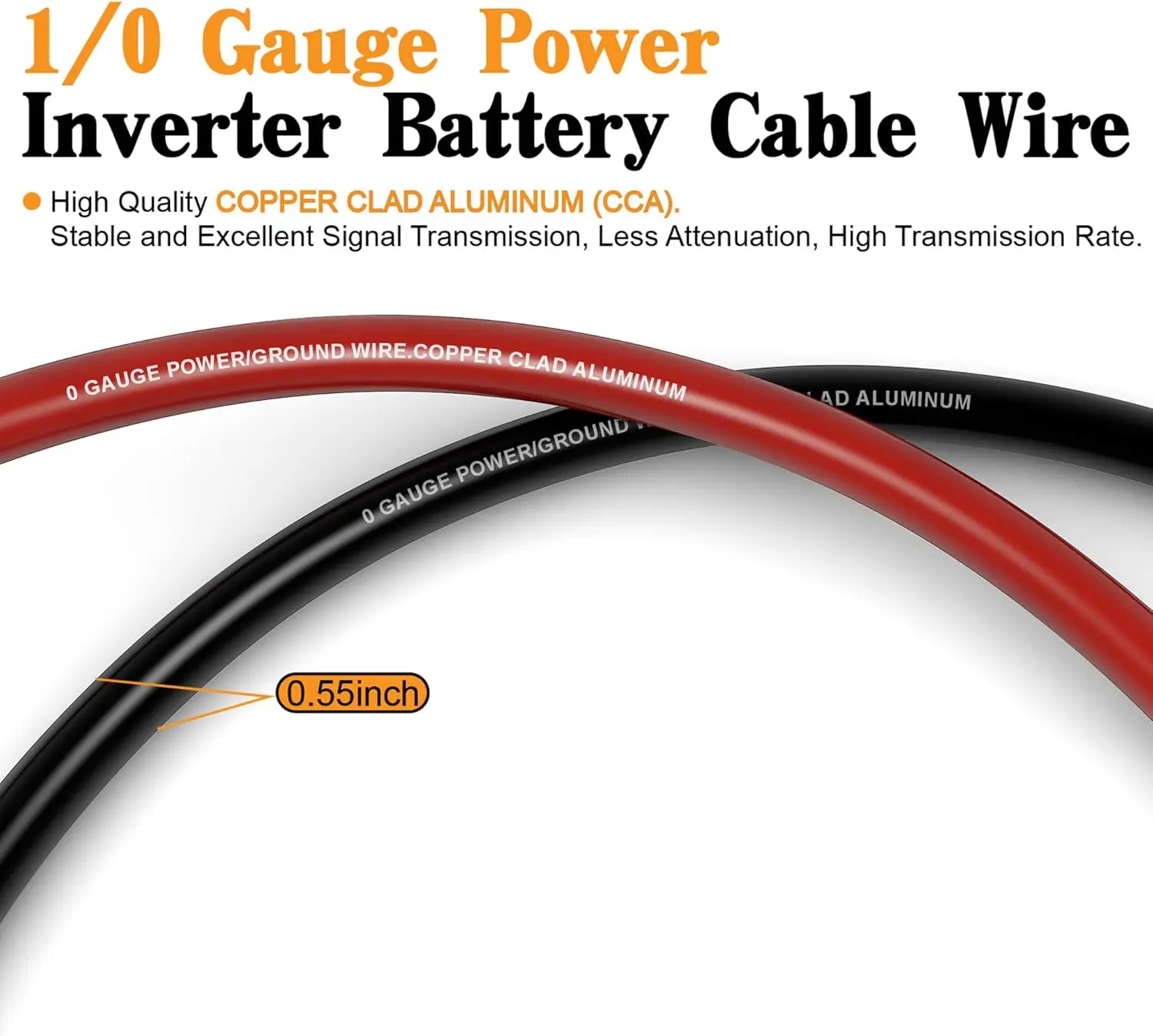1/0 Gauge CCA Batterijkabelset 40FT Zwart Rood Automotive Power Ground Wire met zekeringhouder