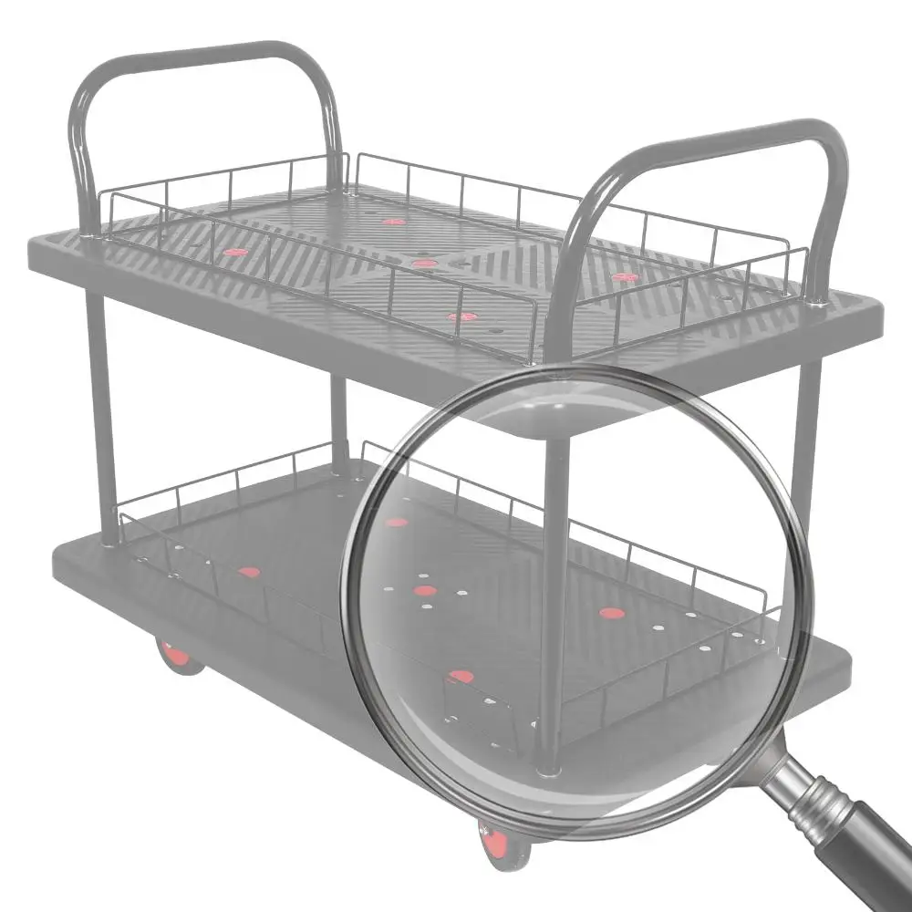 

2 Shelf Rolling Cart 880lbs Capacity Multipurpose Mobile Utility Cart with Wheels for Warehouse/Garage/Cleaning/Manufacturing