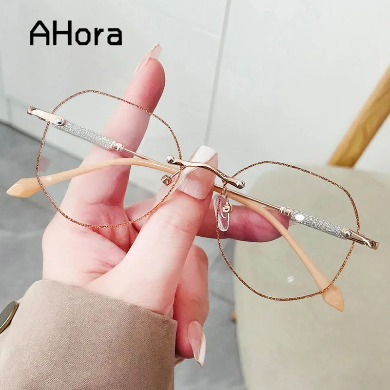 

Ahora Fashion Lady Polygon Computer Reading Glasses Frame Gypsophila Blocking Blue Light Presbyopic Eyeglasses Goggles 0...+4.0