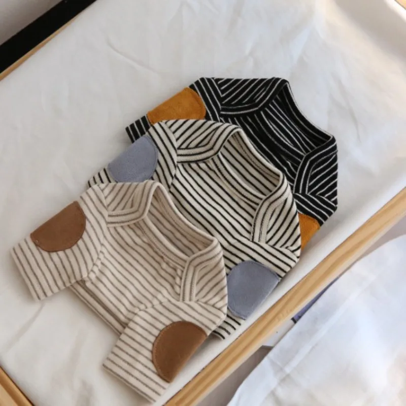 Puppy Striped Bottom Shirt Pet Dog Summer Clothes Thin Teddy T-Shirt Pomeranian Soft Two Legs Clothes Fashion Pet Vest