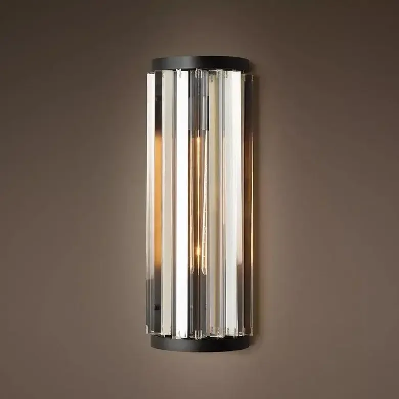 

Modern Retro LED Clear Smoke Crystal Black Metal Wall Lamps Lustre Bedroom Living Room Bathroom Indoor Lighting