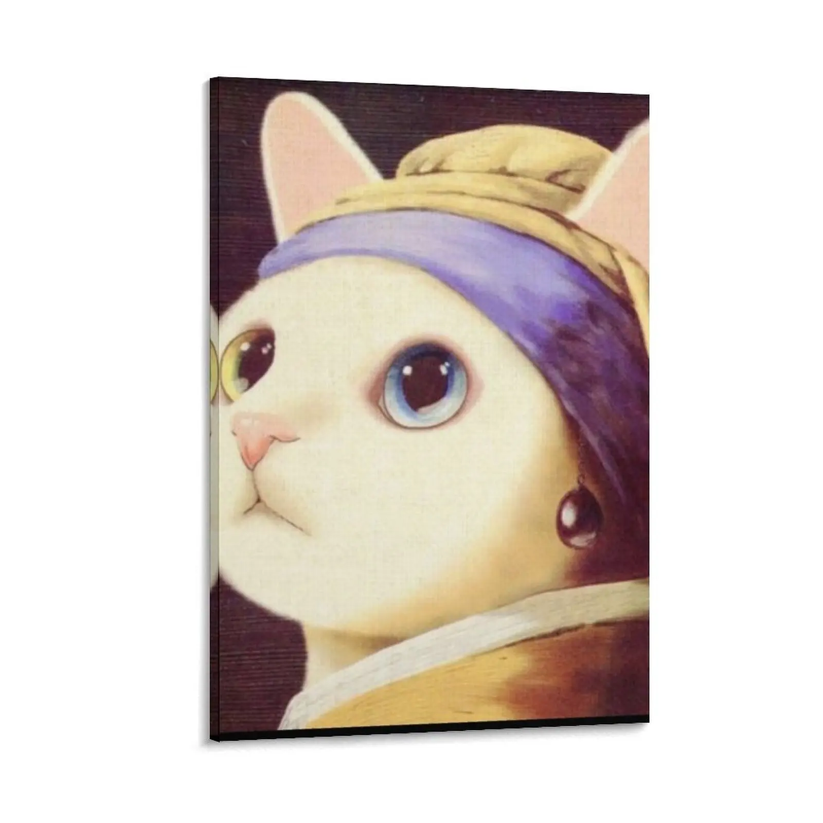 

Girl With A Pearl Earring Cute Cat Edition Canvas Painting vintage home decor anime decoration posters