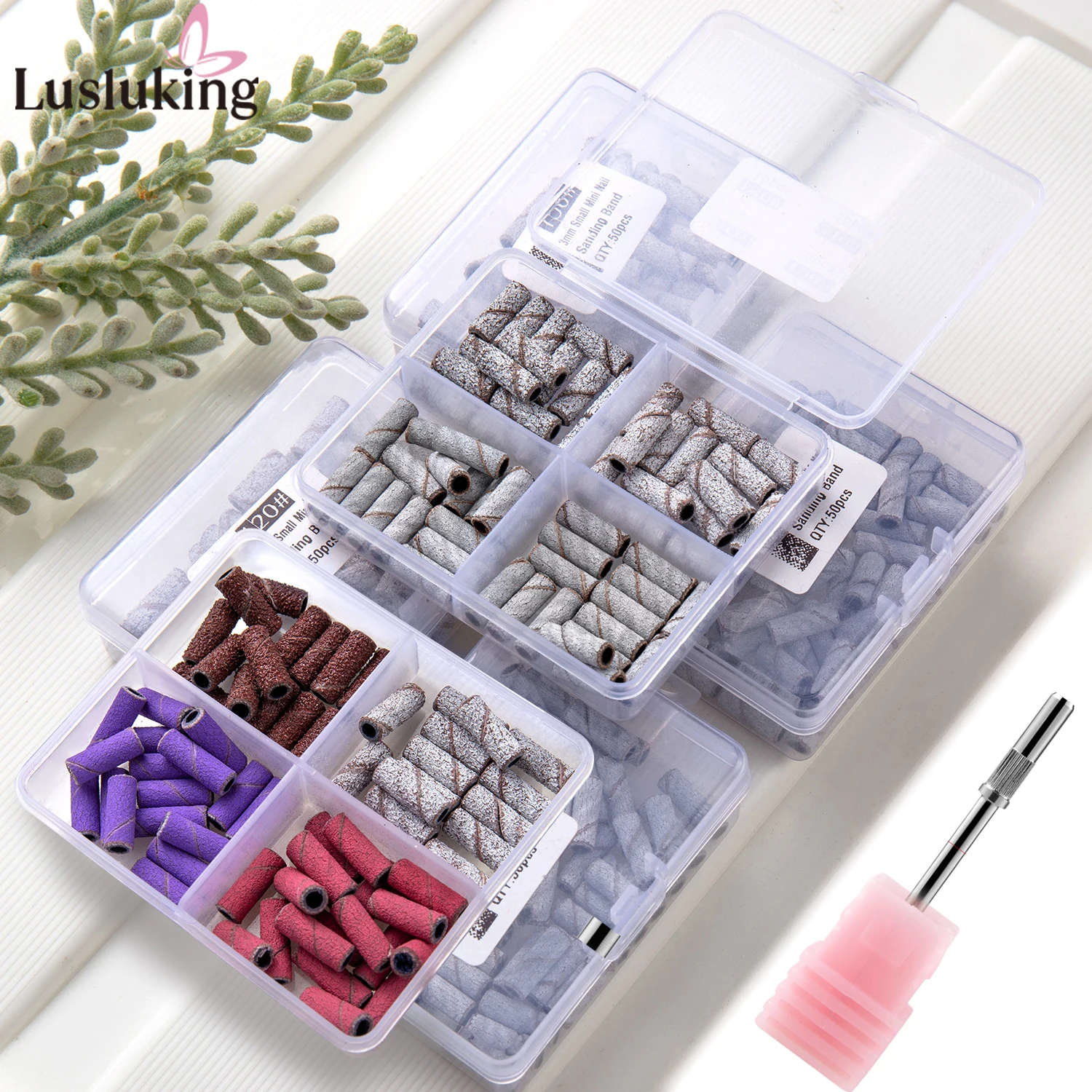 

3.1MM Mini Nail Sanding Bands With Mandrel 3/32" Nail Drill Bits Sandrings Dead Skin Nail Gel Remove Milling Cutter for Manicure