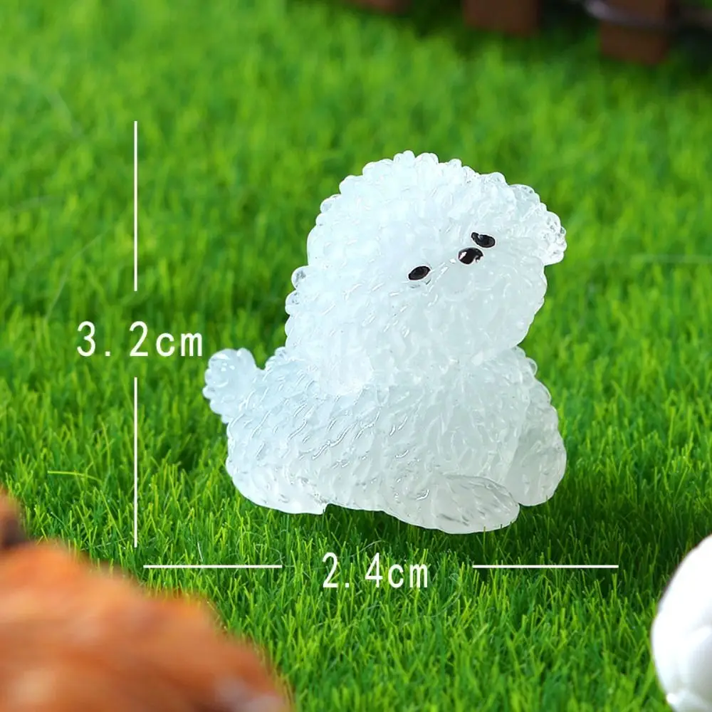 

Cartoon Noctilucent Dog Figurines Realistic Handmade Mini Luminous Poodle Dog Figurines Resin Funny Micro Landscape Decoration