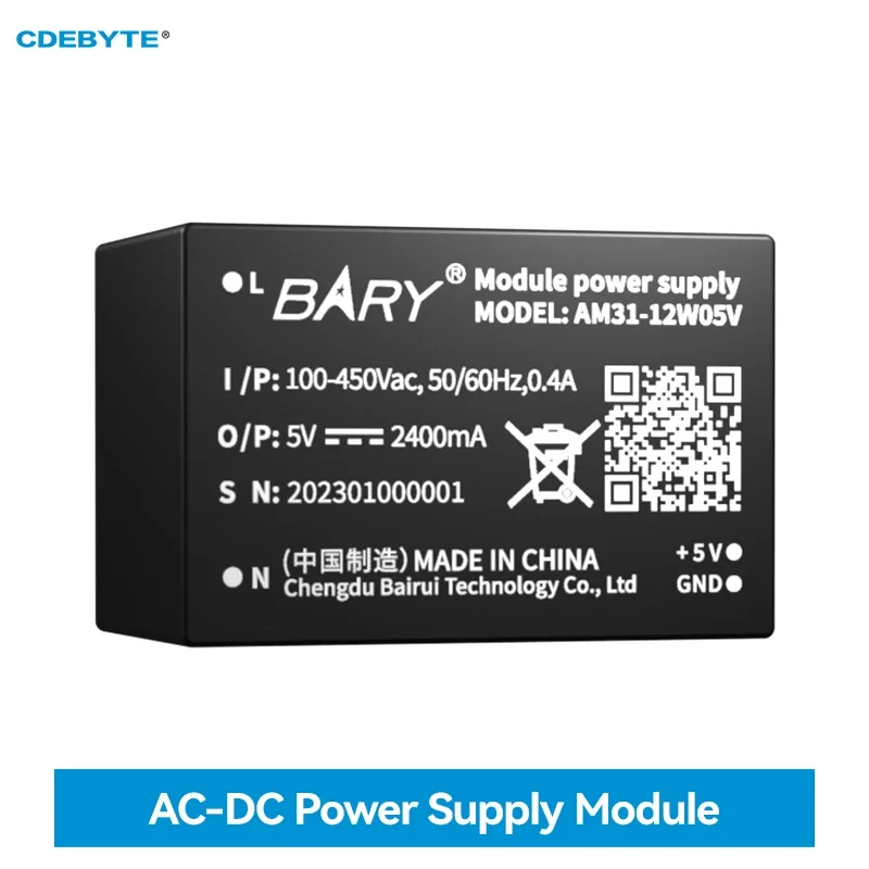 

2PCS 12W 5V 12V 24V AC-DC Buck Converter Power Supply Module Safe Isolation CDEBYTE AM31-12W05V Low Power High Reliability