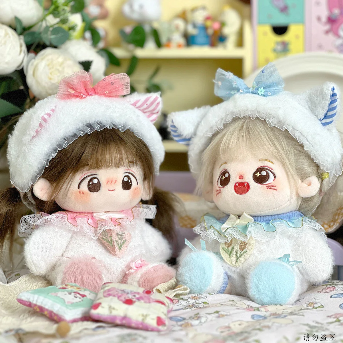 

Fashion Lovely Cat Sheep Headwear +Jumpsuit Outfit Decoration 20cm Cotton Doll Plush Dolls Clothes Accessories